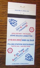 SHELL GAS STATION TRUCK STOP MATCHBOOK COVER: FREMONT, INDIANA EMPTY MATCHCOVER