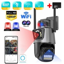 Security Camera Wireless Home Outdoor 4MP PTZ CCTV 2-Lens Wifi Two Way Audio US