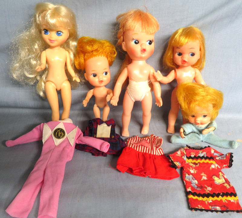 5 DOLLS & CLOTHES Vintage 1960s  Tiny Terry  Doll Girl  My Toy Company GOOD CON.