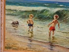 Konstantin Kuznetsov Listed Russian Framed Oil on Board Children Playing Beach — photo 3