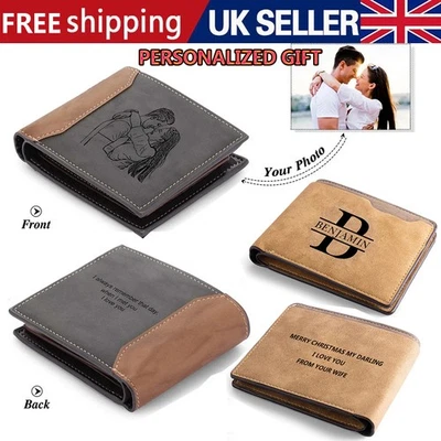 Personalised Photo Wallet With Coin Pocket Vegan Leather Custom Gift Men Daddy