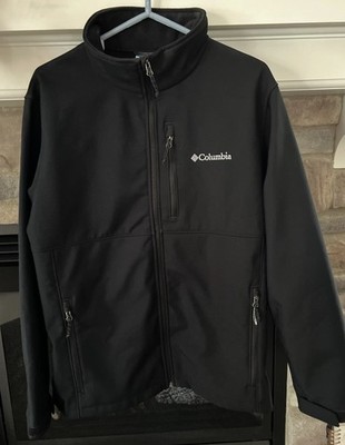 Columbia Ascender Softshell Jacket Black Full Zip Fleece Lined Mens L New