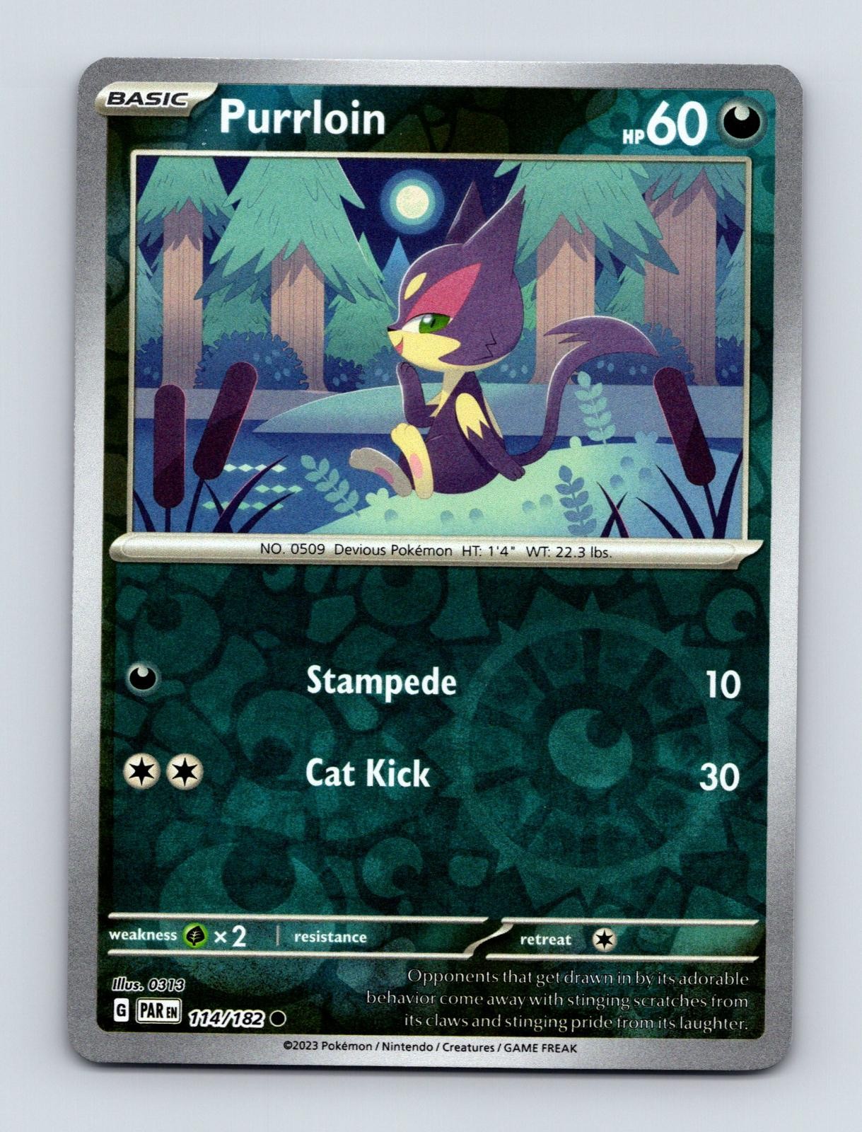 PURRLOIN 114/182 COMMON PARADOX RIFT POKEMON REVERSE HOLO NM