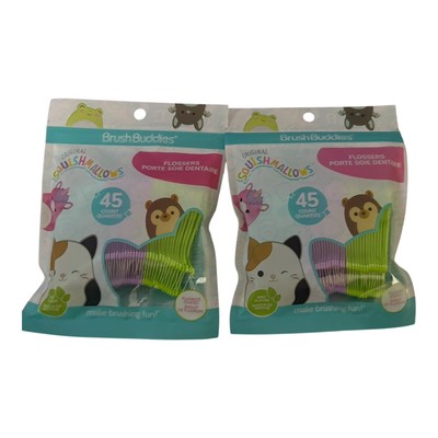 2 Pk Brush Buddies Squishmallows Original Flossers 45 Count Mint Flavor