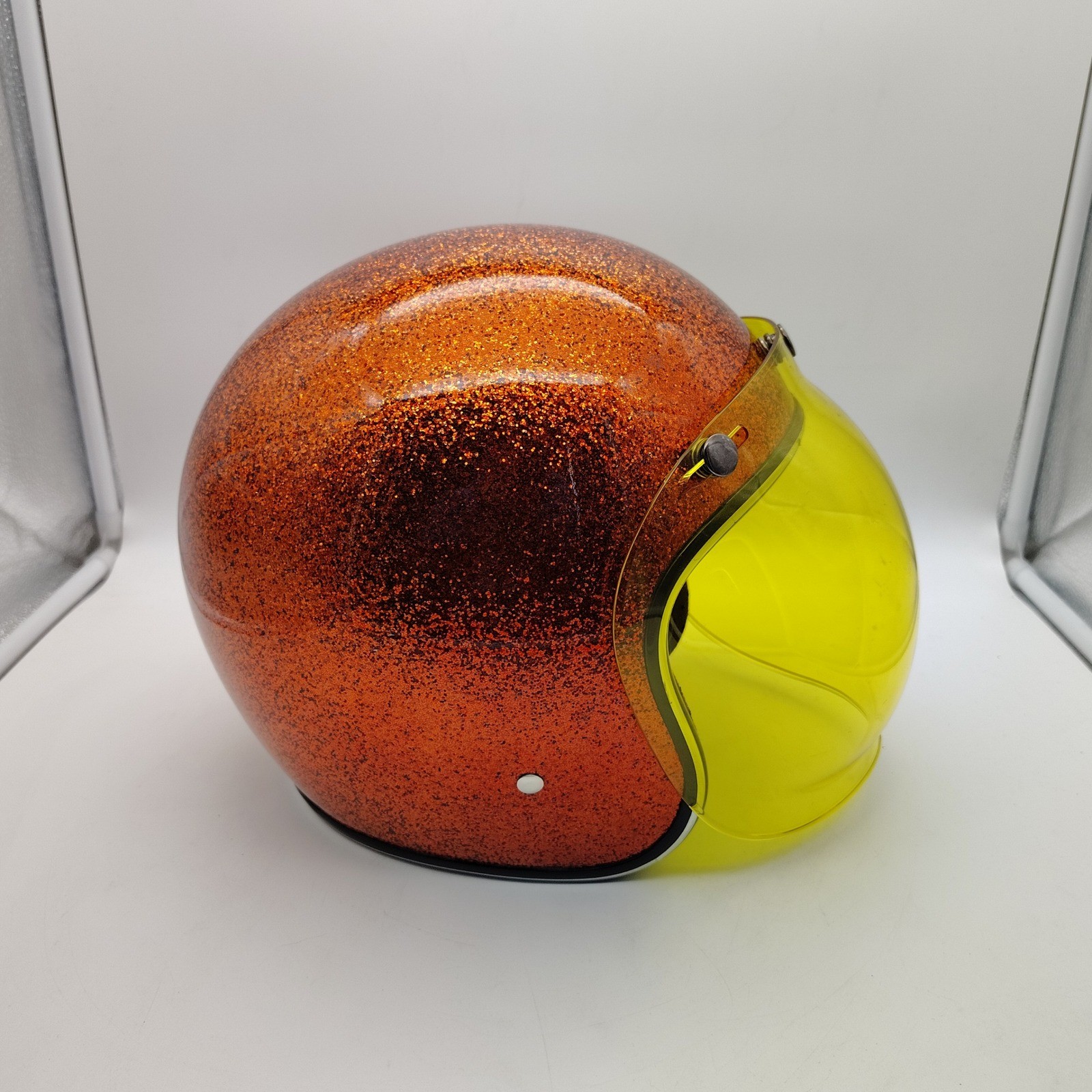 Bonanza Panel Layout Biltwell Bonanza Helmet Small Orange Metal Flake Retro DOT Bubble ...