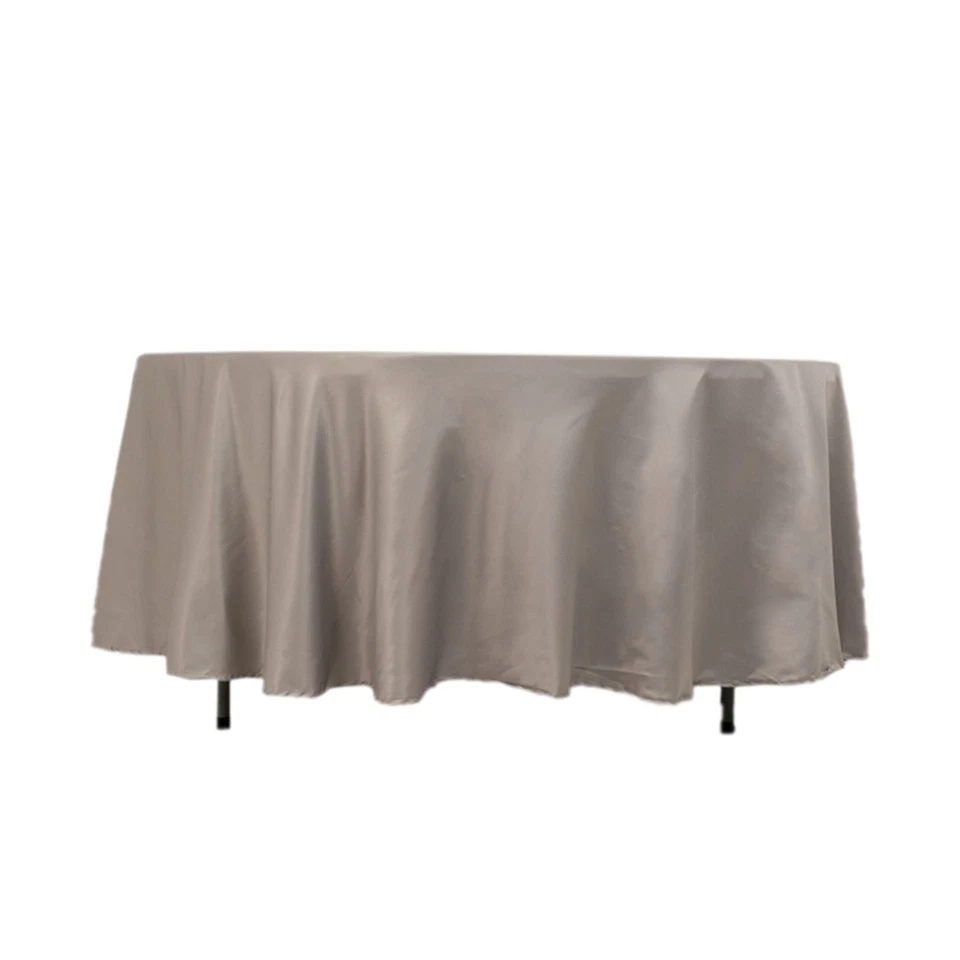 PLATA 108" REDONDO Lamour Satinado Mantel Gris Claro Fiesta Cocina Mesa Foto 3 de 4