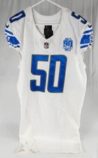 2023 Detroit Lions Jake McQuaide #50 Game Issued White Jersey 90 Seasons P 44 1