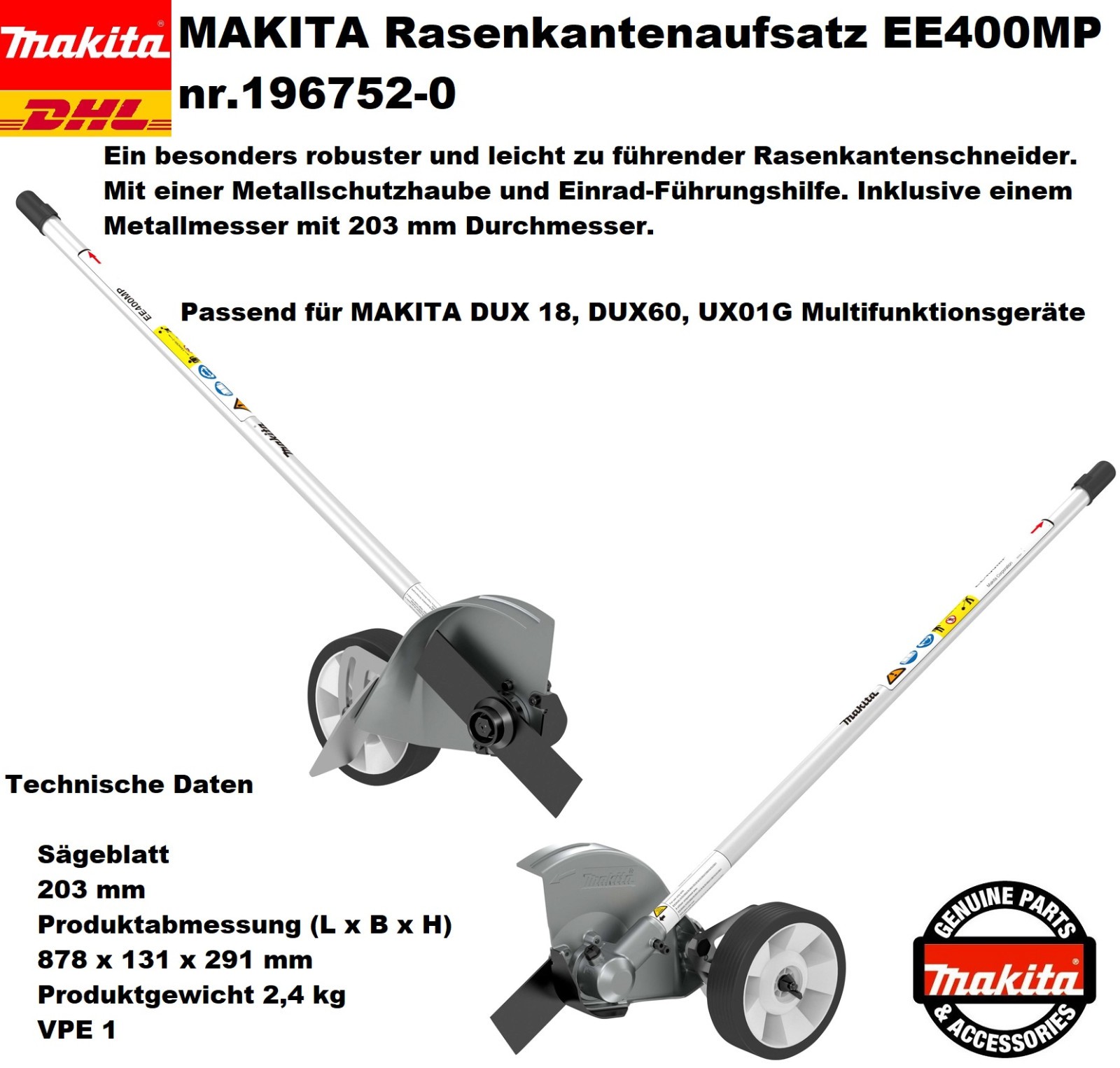 MAKITA Rasenkantenaufsatz EE400MP 196752-0 Multifunktion DUX18 , DUX60 , UX01G⭐⭐ - Image 2