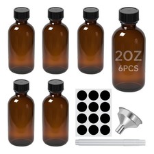 REUJIHXY 2 oz Amber Glass Bottles - Small Jars with Black Lids