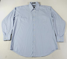 Claiborne Dress Shirt Mens 17 34/35 Blue Wrinkle Free Non Iron Office Business