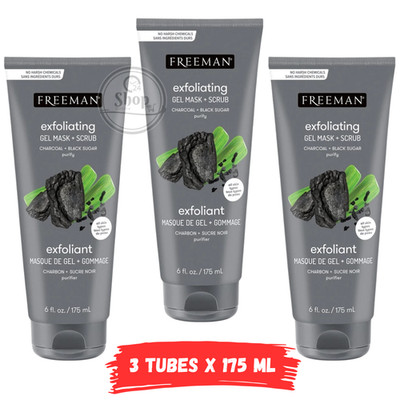 3X Freeman Charcoal Black Sugar Polishing Mask Scrub Vegan Detox 175ml New