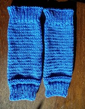 Women Girls Blue Leg Warmers Hand Knitted in Cygnet Acrylic Yarn
