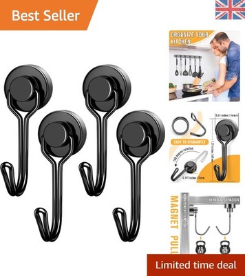 Vielseitige 4er Pack Neodym Magnethaken - 30 Pfund Schwerlast für Zuhause & Reisen