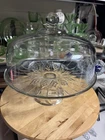 4361 Vtg Anchor Hocking 2 Piece Cake Stand Pedestal And Dome Canfield Pattern