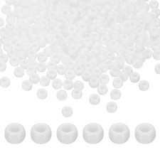 1000Pcs White Pony Beads 6x9mm Acrylic Bulk Plastic Barrel Bead