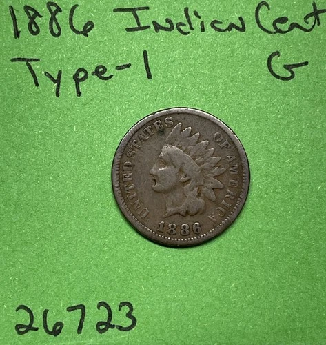 1886 Indian Head Cent / Penny 1c Good Type 1 T1