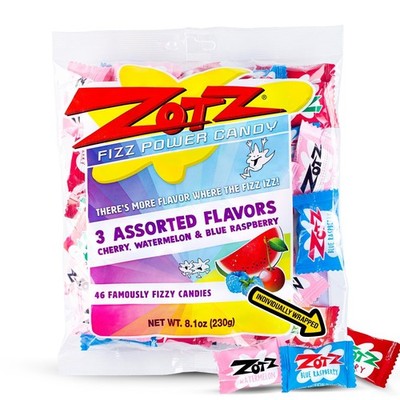 Classic Fizzy Sour Candy Bag - 46 Count of Cherry, Watermelon & Blue Raspberry