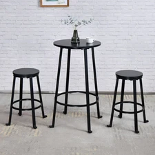 Modern Industrial 3-Piece Bistro Pub Metal Bar Table Set
