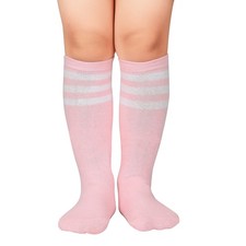 American Trends Kids Toddler Soccer Socks Knee 3-6 Years, 1 Pack Pink White