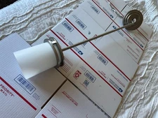 Short Pendant Light Frosted White Glass 28"H x 4"W, tall ceilings