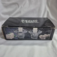 Crystal Candle Holders Clear Round Faceted #315160 By Forever Crystal W/Box #8