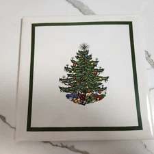 CUTHBERTSON ORIGINAL CHRISTMAS TREE SQUARE TRIVET  CERAMIC/FELT MADE IN ENGLAND