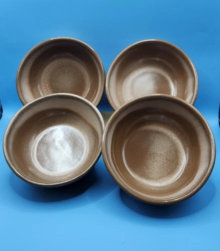 Frankoma Pottery Bowls (set of 4) in the Plainsman brown pattern 6X (MCM)