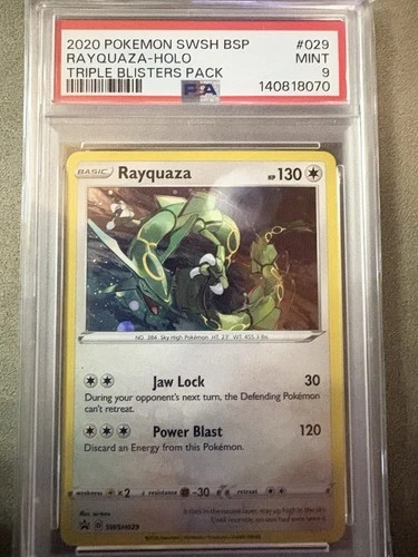 2020 Pokemon Black Star Promo Rayquaza Holo SWSH029 PSA 9