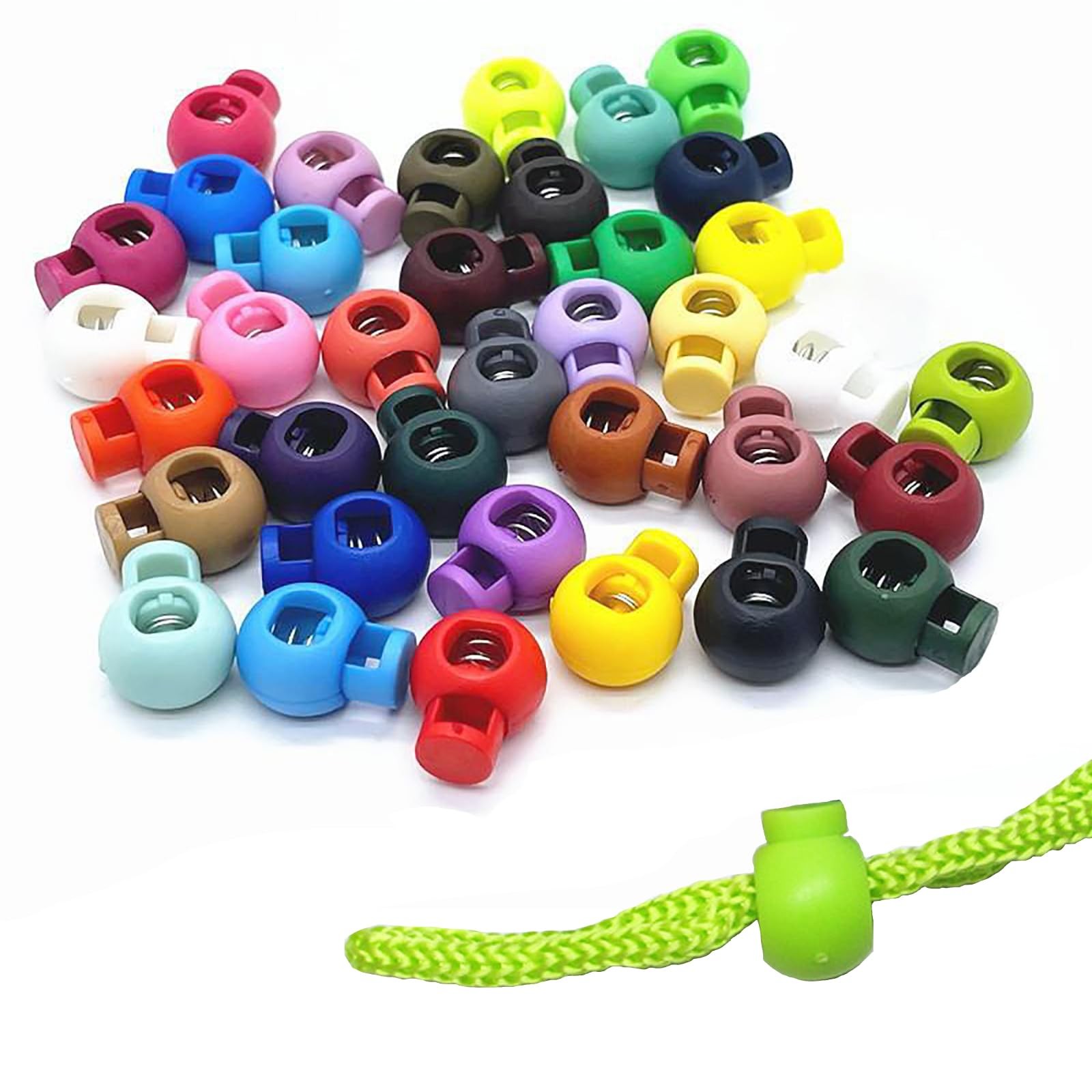 100 Pcs Plastic Spring Loaded Elastic Drawstring Rope Lanyad Adjuster Cords Lock