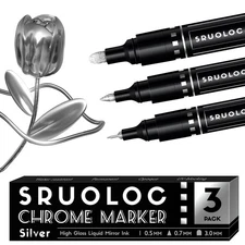 SRUOLOC 3Pcs Liquid Chrome Paint Markers Oil-based Permanent Chrome Maker Glo...