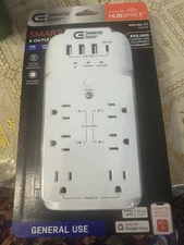 Commercial Electric 6-Outlet Smart Surge Protector with 4-USB Ports, White