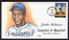2000 Legends of Baseball (3408a) - Collins H/Painted JACKIE ROBINSON FDC NW966