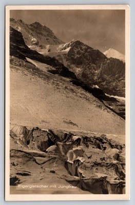 Eiger Glacier Jungfrau Switzerland RPPC Stahli Swiss Alps Mountain Postcard