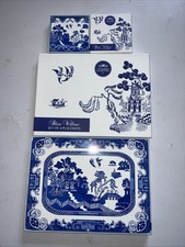 Set of 4 Blue Willow Placemats, 11.5” x 8.5” Plus 4 X Coasters, VGC, Prompt Post