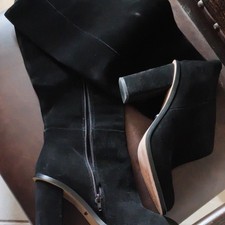 Gianni Bini Black Leather Knee High Boots Zip Round Toe US 11M EU 42