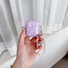 For Apple AirPods 4 Cute Glossy Glitter Case Cover Pearl Shell Pendant