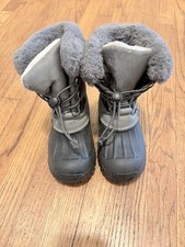 Gray Black Fur Lined Unisex Kids Snow Boots EU 28 Synthetic Rubber Winter