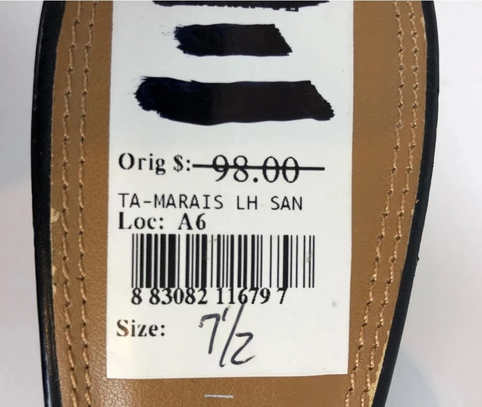 Sandalia elegante sin cordones de tacón bajo de gatito con punta abierta negra para mujer Tahari talla 7,5 NUEVA Foto 3 de 4