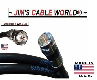JIMSCABLEWORLD 15 Ft Digital HD Quality Black 75Ω Tri-Shield RG~6 Coaxial Cable