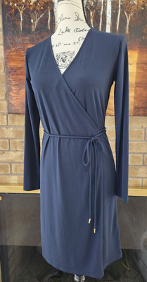 Michael Kors Dress Women's Size XS Navy Wrap Dress V-Neck Jersey Long  Sleeve | eBay