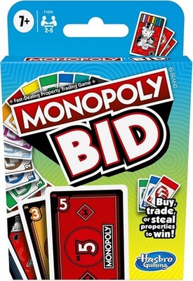 Monopoly Bid FAST-PLAYING CARD GAME COLLECT MATCHING SETS ACTION CARDS Bid Age7+