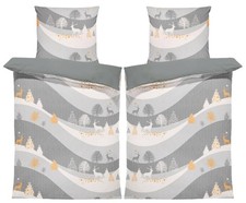 4 teilig Winter Biber Bettwäsche 155x220 cm Winterlandschaft Flanell Baumwolle