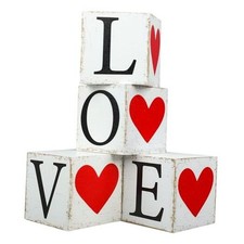 Valentine's Day Wooden Decoration Love Heart Wooden Block Sign Rustic Love