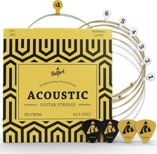 Acoustic Guitar Strings 6-Pack   Phosphor Bronze, Bonus Picks  High E