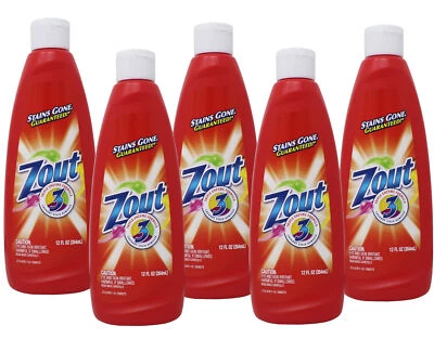 5 Pack of Zout Stain Remover Triple Enzyme Liquid 12 Ounce