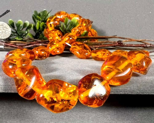 Unique 16mm Amber Irregular Beads - 14-Inch Strand 6679