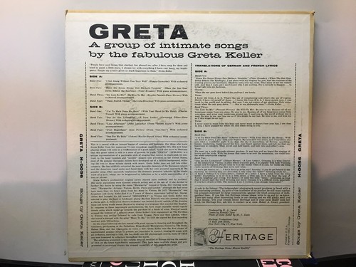 GRETA KELLER - Intimate Songs by Greta Keller ~ HERITAGE 10" 0056 {nm dg orig} - Imagen 2 de 6