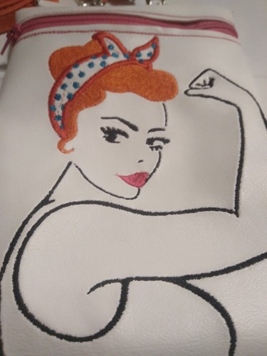 Bolso Bandolera Rosie The Riveter Estilo Blanco Imitación Cuero Cartera Pelo Rojo Rosie - Imagen 4 de 6