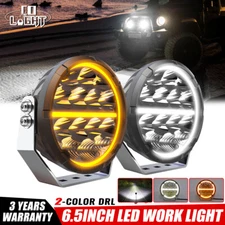 7 INCH 480W ROUND SPOT BEAM OFFROAD LED DRIVING LIGHTS X2 w/DRL For Jeep 4WD 4X4