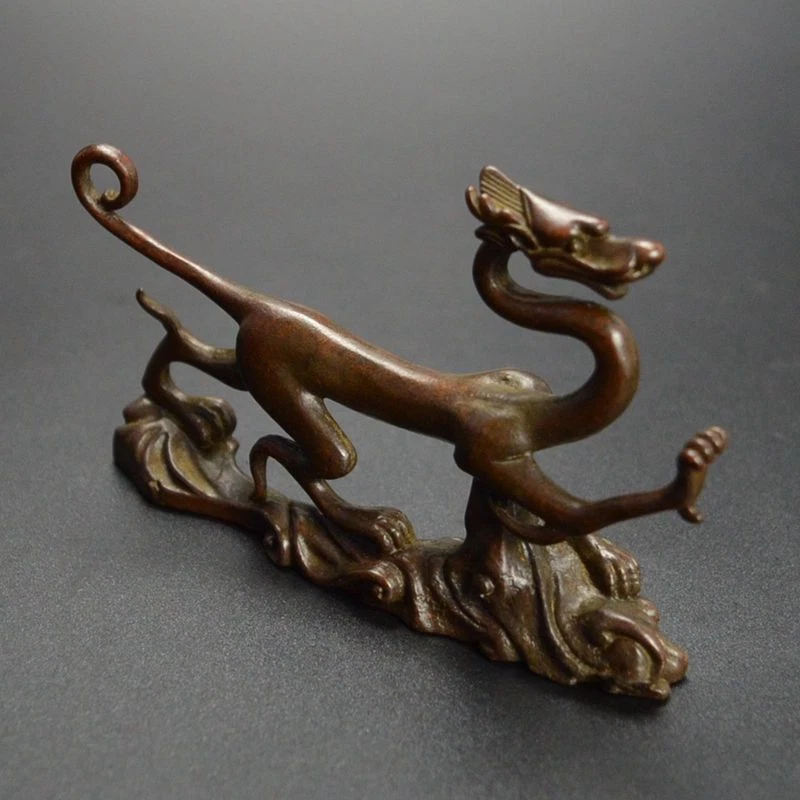 9CM Bronze God Beast Green Dragon Spirit Beast Ornament Pen Holder Pen Holder - Image 3 of 4